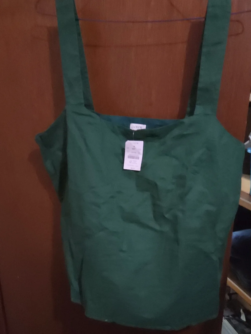 J. Crew Deep Green Square Neck Tank with Wide Straps